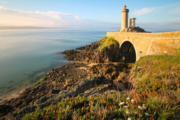 Petit Minou lighthouse near Brest city, Bretagne - obrazy, fototapety, plakaty