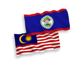 Flags of Belize and Malaysia on a white background