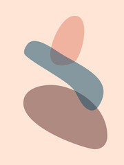 Hand-painted abstract various shapes balance composition, modern nordic wall art, minimalistic geometric prints, vector illustration for decoration, postcard or cover design.