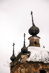 Five-domed Orthodox abandoned church