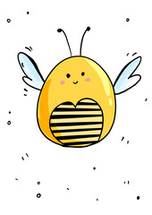 Bee clip art cute bee clip art children's clip art baby bee hand drawing bee kawaii