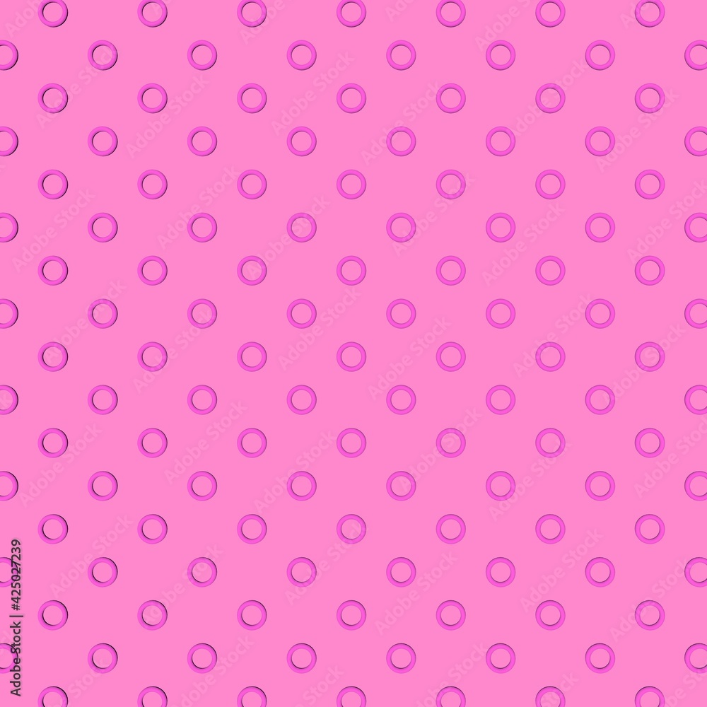 Poster a pattern of circles on a pink background. 3d rendering image.