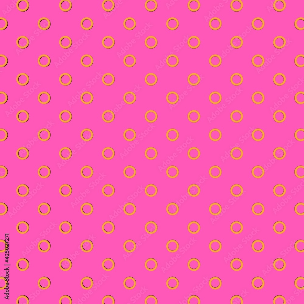 Poster a pattern of circles on a pink background. 3d rendering image.