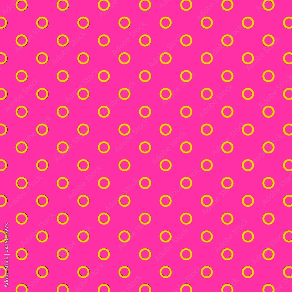 Poster a pattern of circles on a pink background. 3d rendering image.