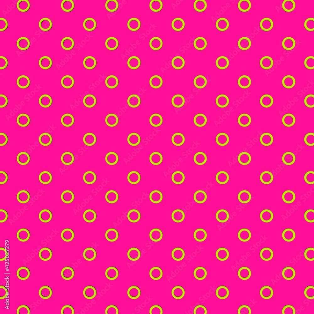 Poster a pattern of circles on a pink background. 3d rendering image.