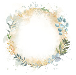 watercolor and gold wreath| foliage wreath | leaves wreath|wedding wreath|watercolor and gold frame