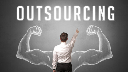 Rear view of a businessman, powerfull business concept