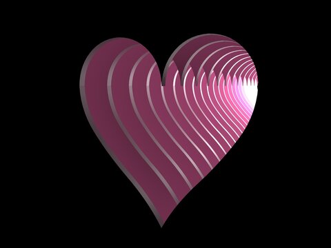 Steps leading into heart shaped tunnel of love - 3D Illustration