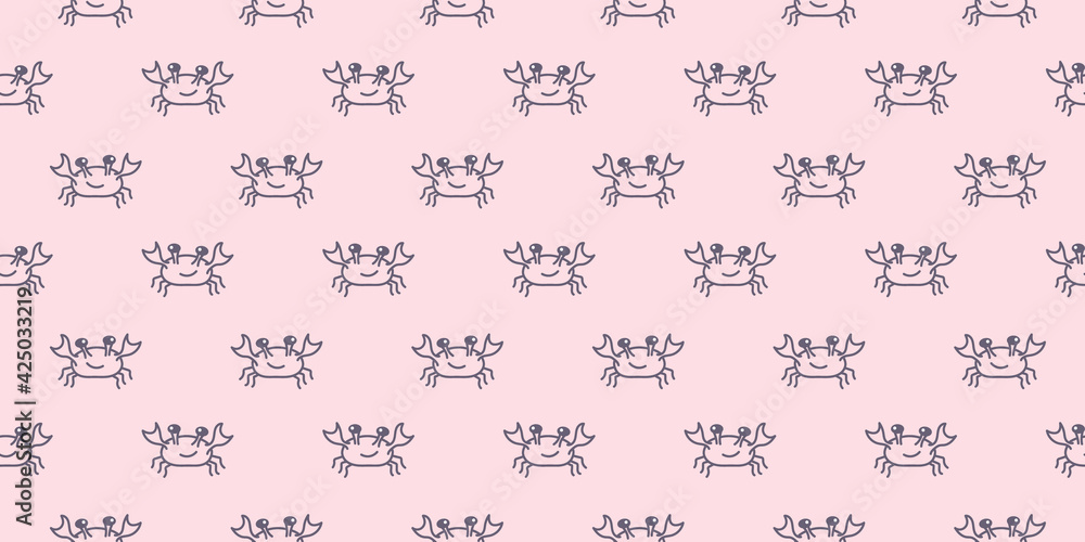 Poster crab seamless repeat pattern vector background