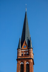 Fototapeta na wymiar Frankfurt on the Oder, Germany - March 30, 2021- Holy Cross Church in Frankfurt on the Oder.