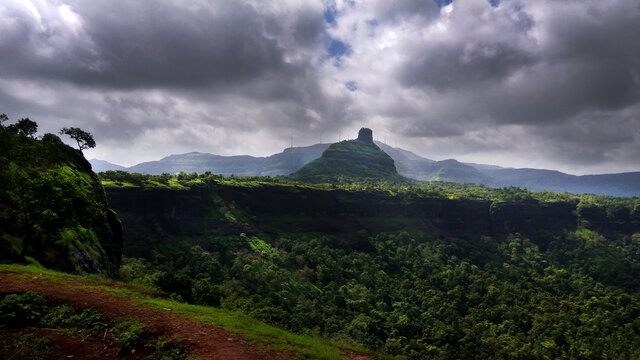 Hikers in the mountain and greenery top view