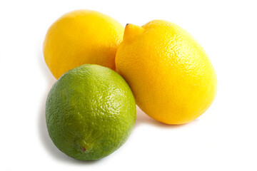 Fresh citrus fruits set. Lemon lime isolated on white background. Healthy lifestyle food concept.