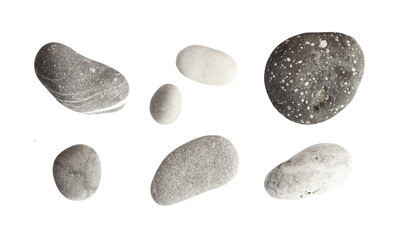 Fototapeta na wymiar Set of sea pebbles on white