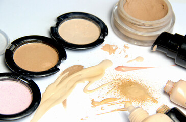 Professional make up in the cosmetic jars