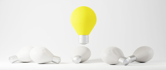 Education concept. 3d of light bulbs on white background. Modern flat design isometric concept of Education. Back to school.