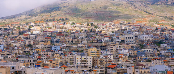 Majdal Shams  Druze village houses on the slopes of Hermon mountain, Northern Israel.
