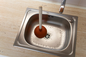 Drain Problems, blockage plumbing kitchen sink unclog plunger force cup