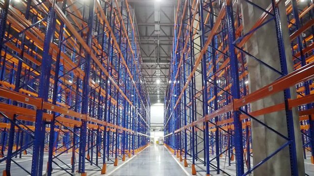 large storage space with large metal racks