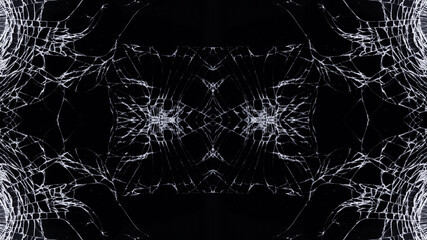 Crack on the glass. Broken screen. Broken phone. Cracked glass background. White cracks in the glass.