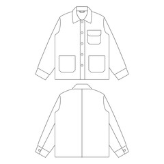 Template chore jacket flap pocket vector illustration flat sketch design outline