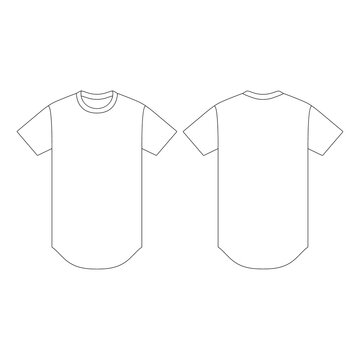 Template curved hem t-shirt vector illustration flat sketch design outline