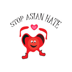 Graphic tee design with slogan stop Asian hate.  For clothing line, t-shirt and apparel or icon and brand identity. 