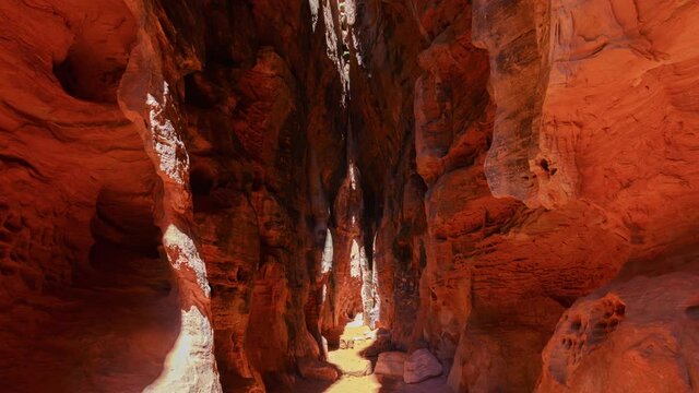 Time lapse of sunlight creeping across slot canyon at Snow Canyon State Park in Utah