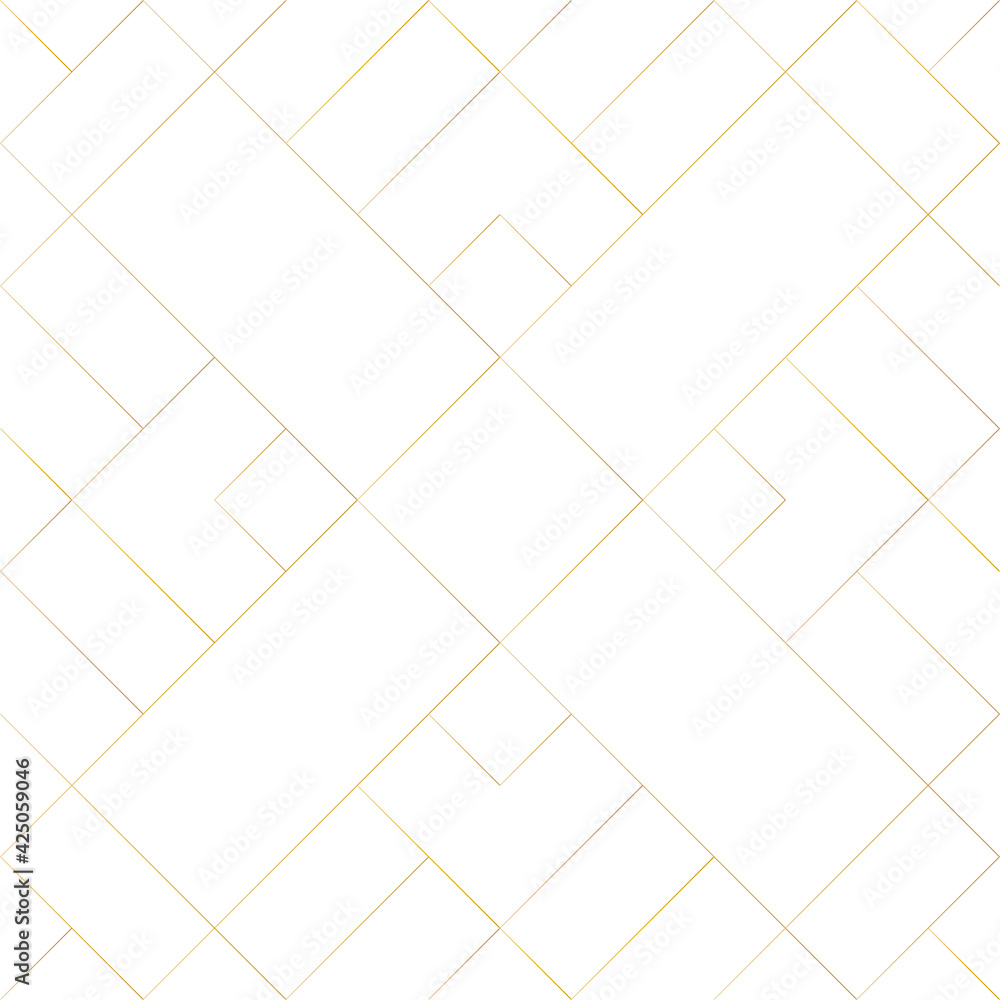Poster geometric of diagonal tile pattern. design random rectangular gold on white background. design print