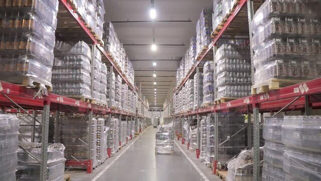 Warehouse full of goods with drinks