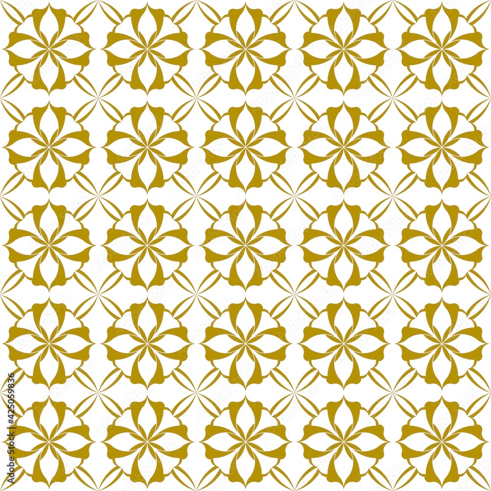 Poster abstract of round jasmine pattern. design classic style gold on white background. design print for i