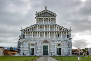 Fototapeta na wymiar View of The Pisa Cathedral (Duomo di Pisa) on Piazza dei Miracoli in Pisa, Tuscany, Italy. Architecture and landmark of Pisa