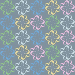 Abstract of flower pattern. Design grid colors on blue background. Design print for illustration, texture, wallpaper, background.