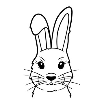 Easter bunny with cute face, Rabbit head, Rabbit with long ears, Spring bunny clipart, Rabbit with big eyes , Rabbit face outline, Cartoon rabbit, Baby bunny, Hare silhouette