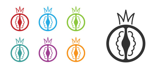 Black Tomato icon isolated on white background. Set icons colorful. Vector