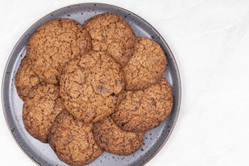 Preparing homemade chocolate round biscuit cookies