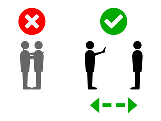 Social Distancing Keep Your Distance No Hugs Greeting Infographic. Vector Image.