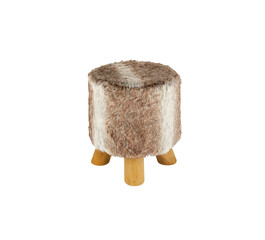 Fur wooden chair christmas decoration isolated on white background with clipping path