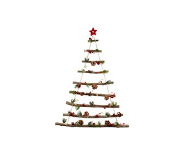 christmas tree decoration isolated on white background with clipping path