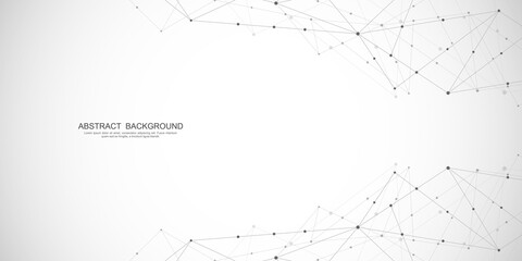Abstract polygonal background with connecting dots and lines. Global network connection, digital technology and communication concept