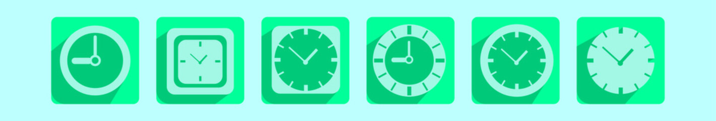set of clocks cartoon icon design template with various models. vector illustration isolated on blue background