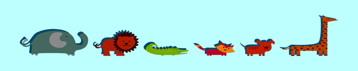 set of animals cartoon icon design template with various models. vector illustration isolated on blue background © eny