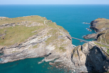 Aerial photograph of Tintagel, Cornwall, England.