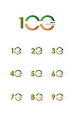 Set Year Anniversary Indian Them Color Vector Template Design Illustration