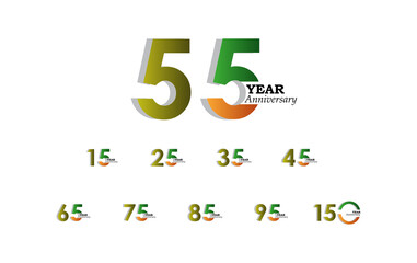 Fototapeta premium Set Year Anniversary Indian Them Color Vector Template Design Illustration
