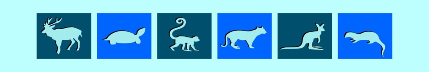 set of animals cartoon icon design template with various models. vector illustration isolated on blue background