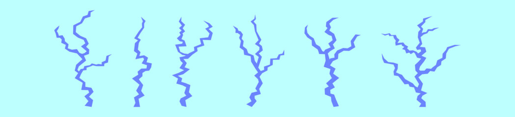 set of earth crack cartoon icon design template with various models. vector illustration isolated on blue background