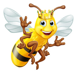 Queen Honey Bumble Bee Bumblebee in Crown Cartoon