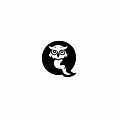 Q Letter logo icon with owl icon design vector illustration