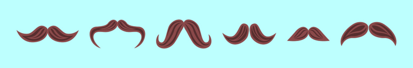 set of mustache cartoon icon design template with various models. vector illustration isolated on blue background