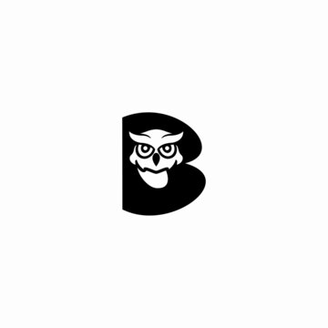 B Letter logo icon with owl icon design vector illustration